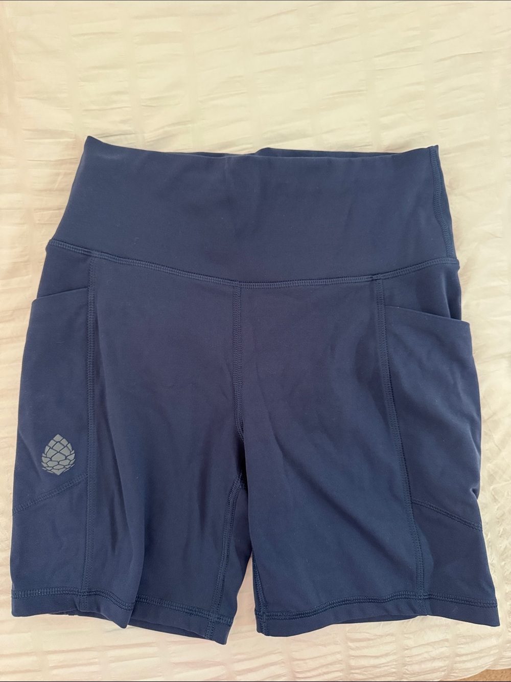 Women’s High-Rise Navy Athletic Shorts with Side Pockets